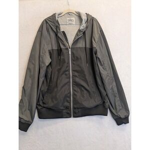 Shaka Wear Authentic Men's Hooded Windbreaker Jacket Black‎ Grey XL Polyester